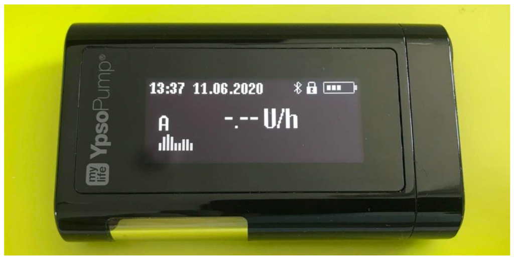 One of the Ypsomed mylife YpsoPump insulin pumps tested in project ManiMed. [1, p. 45]