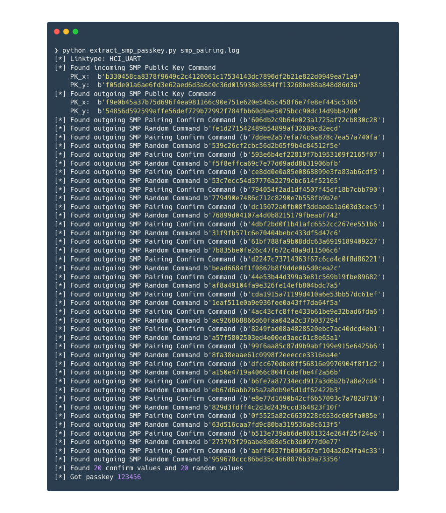 Screenshot of the SMP Passkey Extraction Script