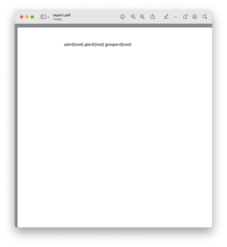 Jasper Report RCE PoC. Code execution results output to PDF