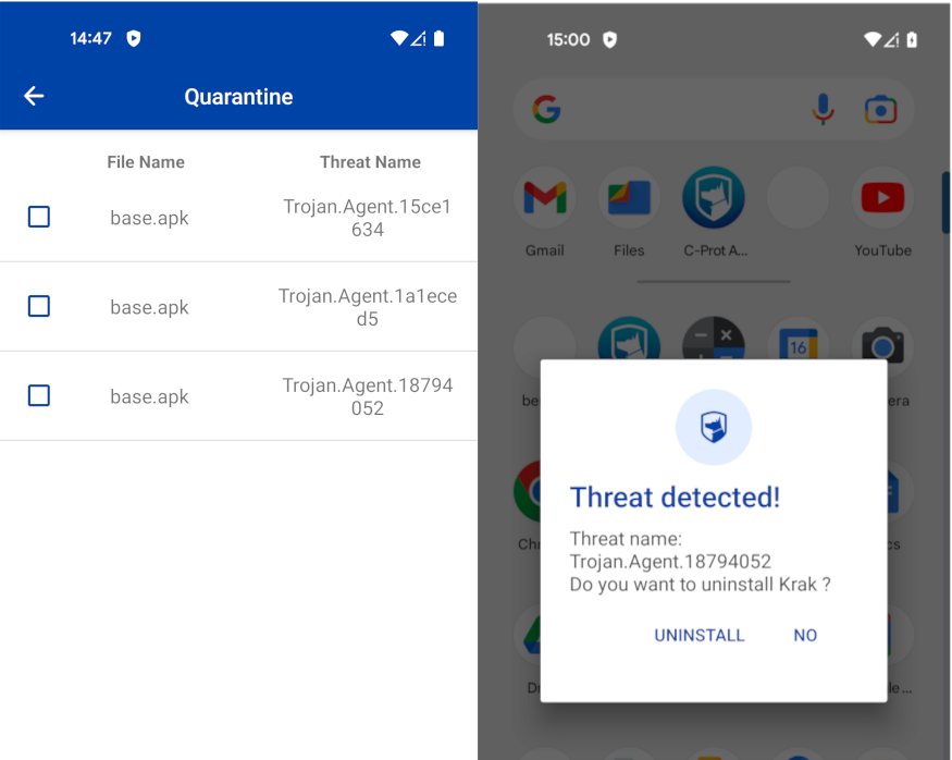 C-Prot detected the 3 malicious apps