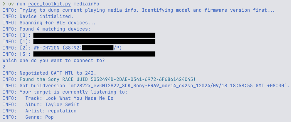 RACE Toolkit Mediainfo Command
