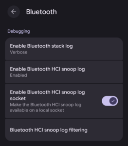 The new Bluetooth Menu in Android&rsquo;s Developer Options