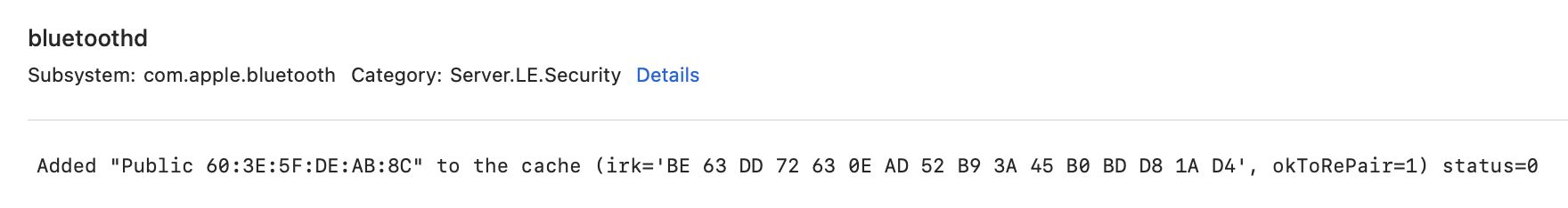 IRK in macOS log