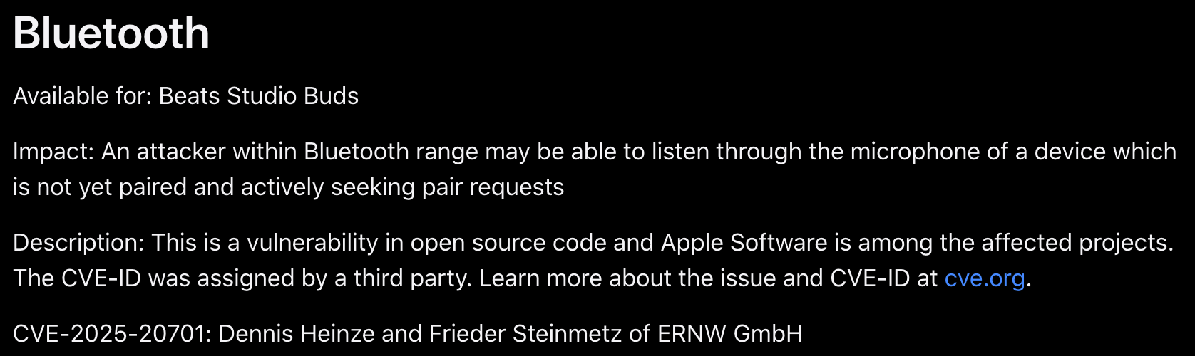Apple advisory