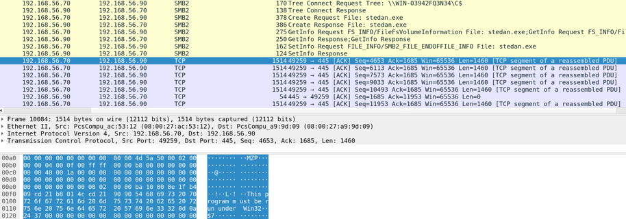 Emotet Lateral Movement observed in Wireshark
