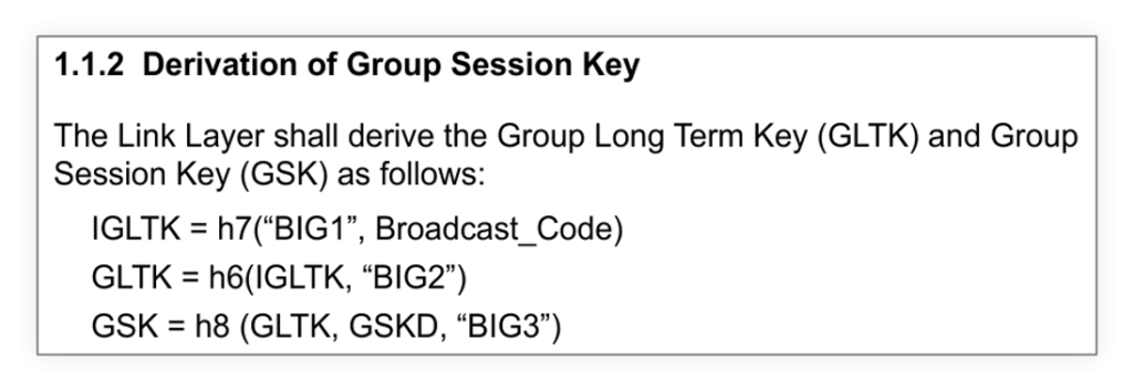 Key Derivation in the Specification