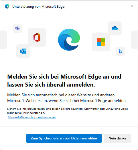 Edge login to Microsoft website