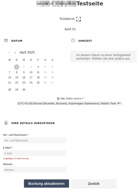 Reschedule Booking Interface