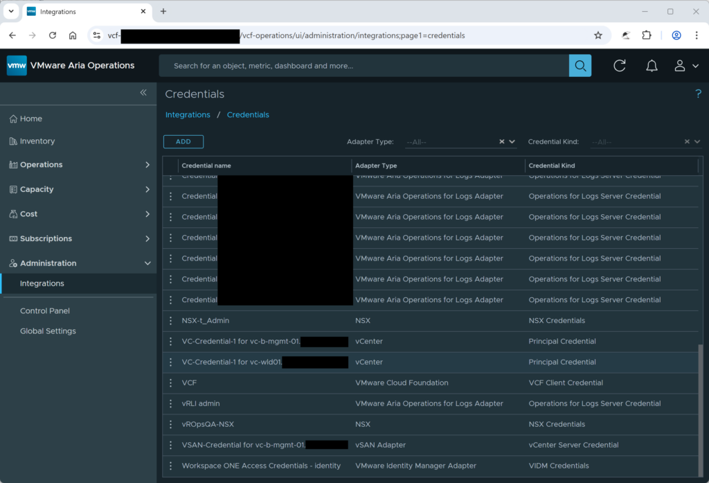 Figure 5: Aria - Stored Credentials